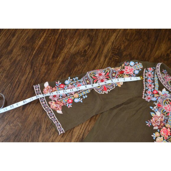 Savanna Jane Embroidered Tunic Brown Top Women's Size Large Floral Boho READ - Picture 4 of 7